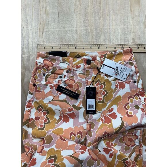 AFRM Sylar 24 Bell Bottom 70’s Flowers Groovy Pants Retro Floral Denim High Rise - Picture 3 of 6